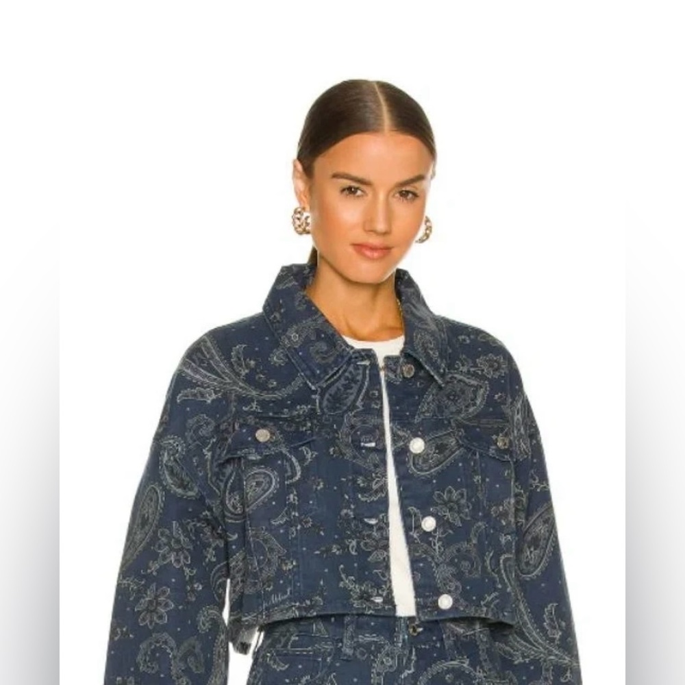 NWT Revolve x WeWoreWhat Icon Cropped Jean Jacket